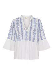 Isay Mina Blouse, hvit m/blått motiv