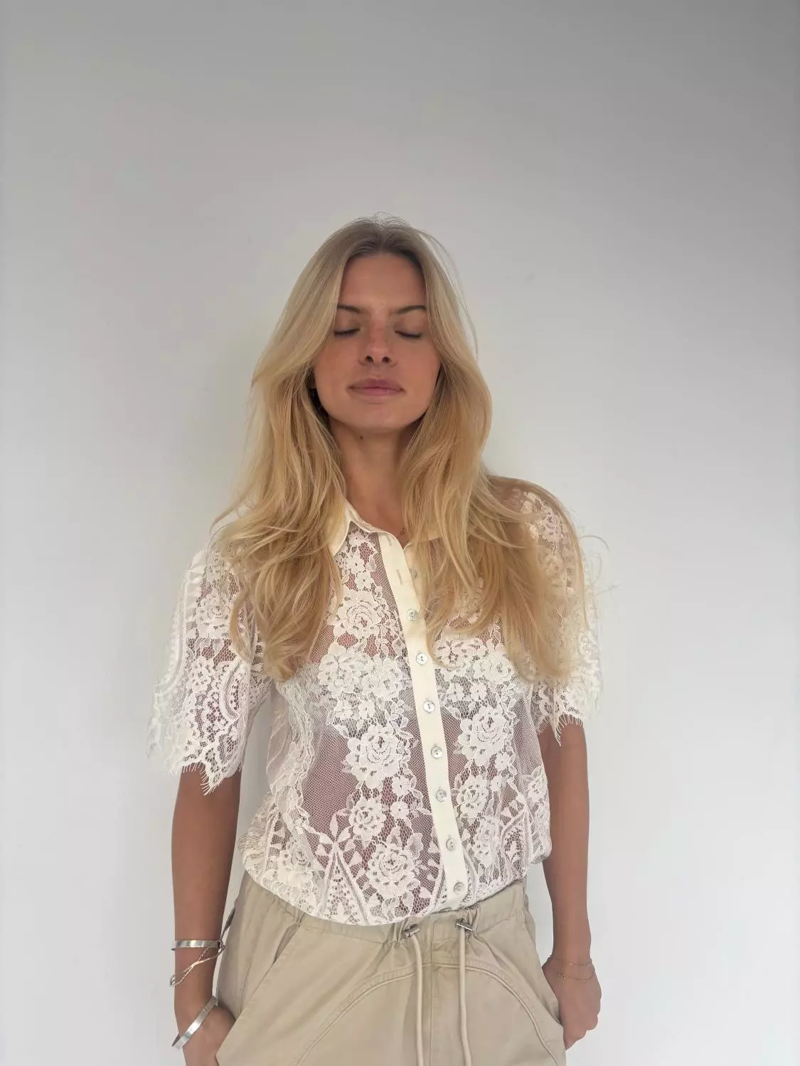 Continue Paloma lace shirt, offwhite