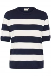 Kaffe Kalizza striped knit, marineblå/hvit stripet