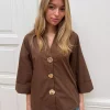 Continue Augusta big gold buttons shirt, brun