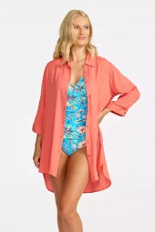 Damella Joan Shirt, tunika sjorte, koralfarget