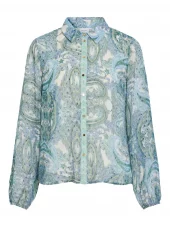 Vila Viparyas V-neck l/s Printed, blå/grønn