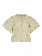 Vila Vikaia O-neck 2/4 Jaquard Bolero, hvit/grønn