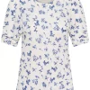Part Two Brizette T-shirt, hvit med blå blomster