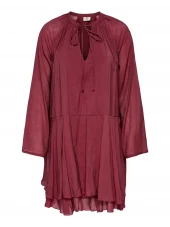JDY Harper l/s Frill Dress, burgunder