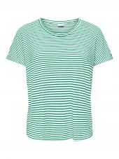 JDY Sissy O-neck Top, stripet grønn/hvit