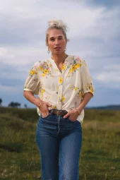 Raus Irene 2/4 Shirt, gul blomstret