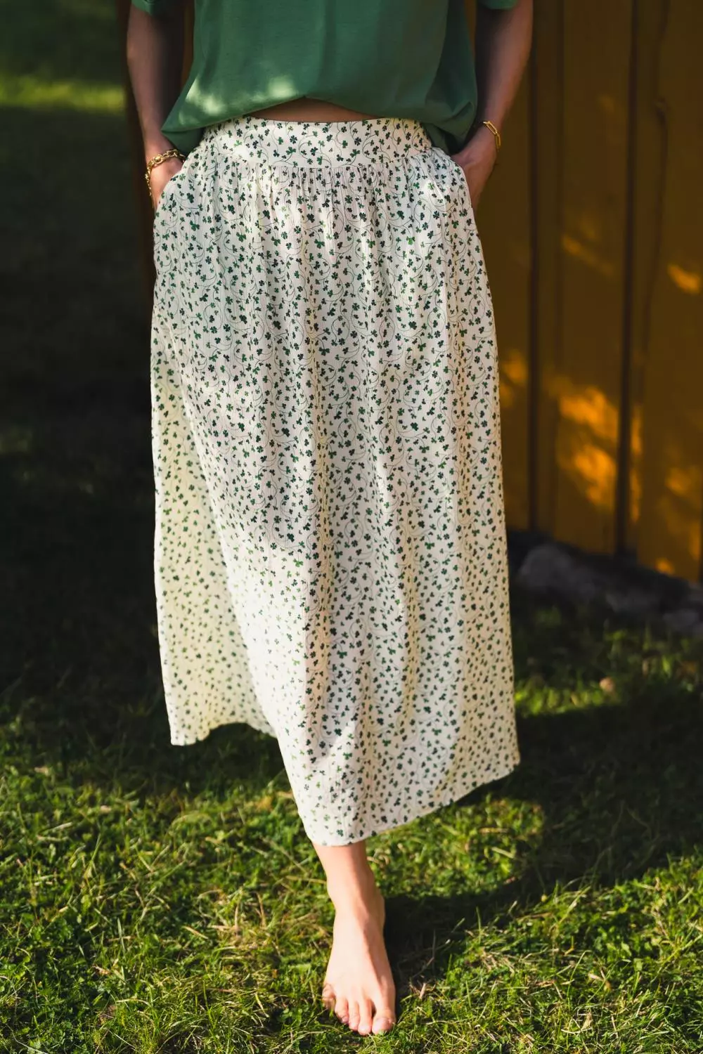Raus Astrid HW Skirt, grønn blomstret