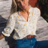 Raus Eivor 2/4 Shirt, hvit/gul blomstret