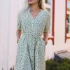 Raus Astrid 2/4 V Shirt Dress, grønn blomstret