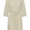 Kaffe KAmilla Short Shirt Dress, beige stripete