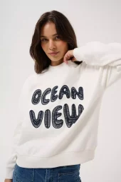Kaffe KAlili Sweatshirt, offwhite med print