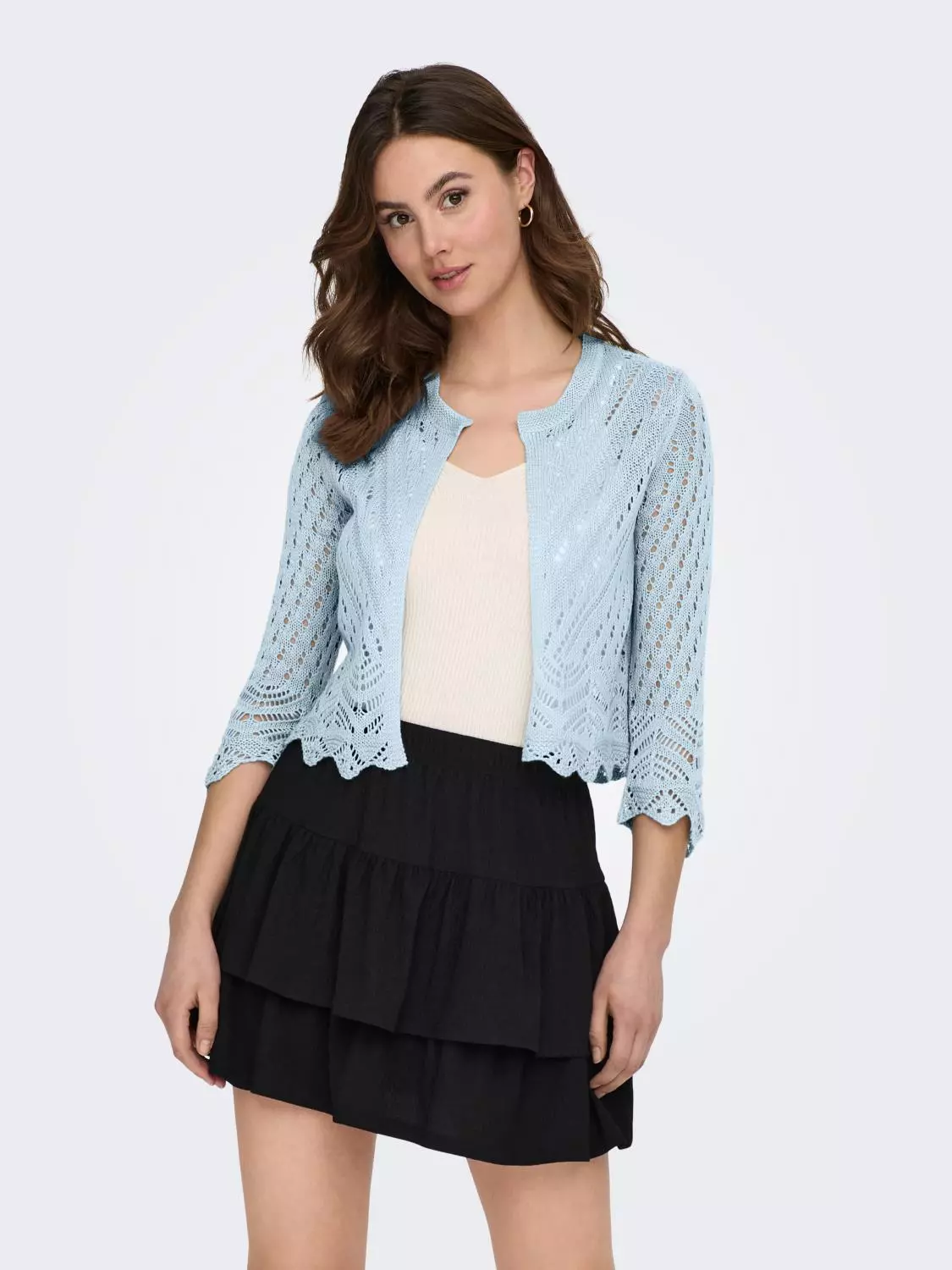 JDY Sun 3/4 cropped cardigan knt, blå