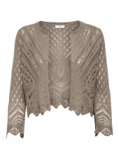 JDY Sun 3/4 cropped cardigan knt, lys brun