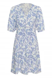 Part Two Benete Dress, Blue Dot Paisley