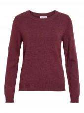 Vila Viril o-neck L/S knit top, strikkegenser, burgunder