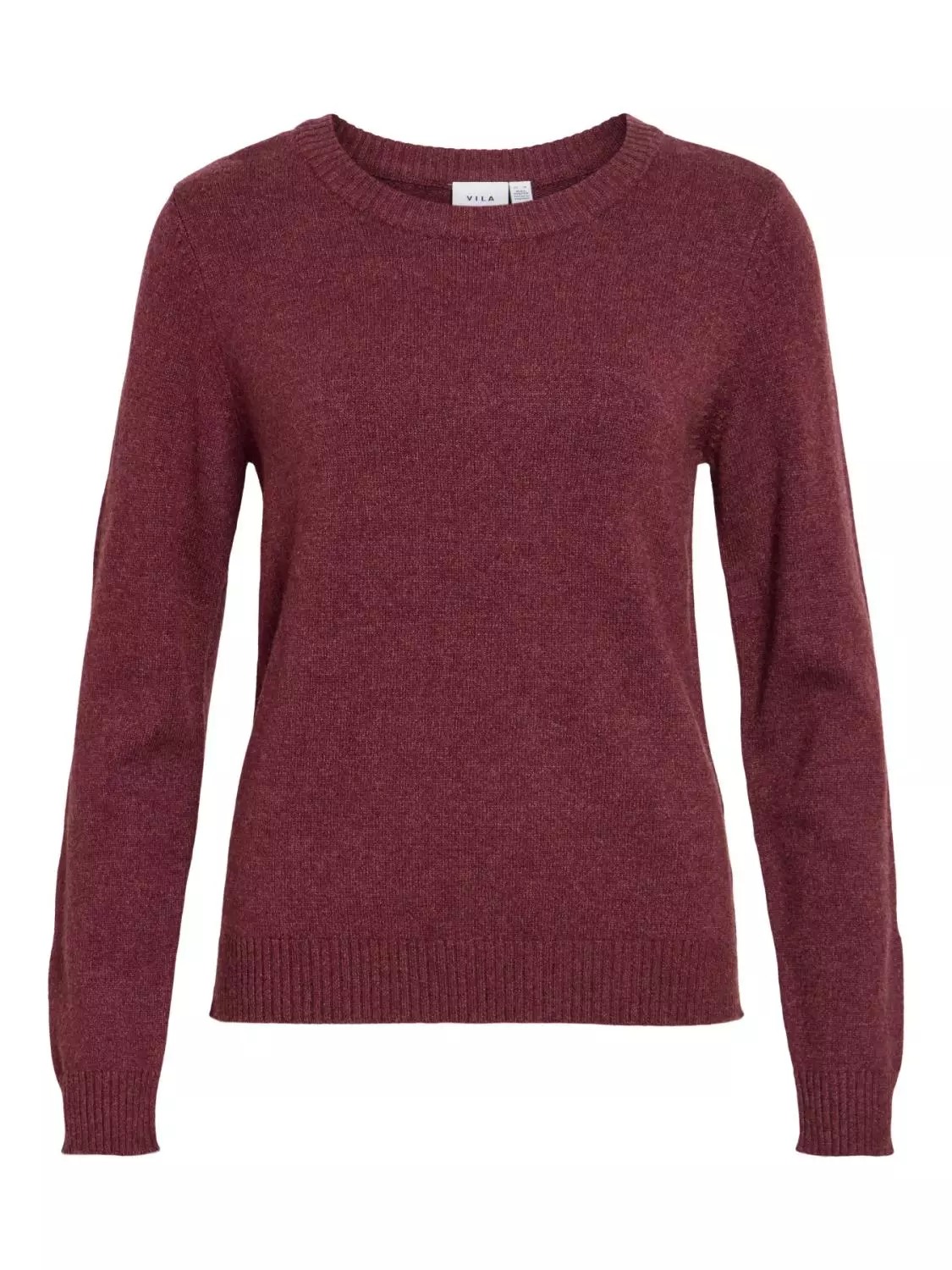 Vila Viril o-neck L/S knit top, strikkegenser, burgunder