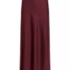 Vila Viellette HW midi skirt, satengskjørt, burgunder