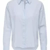 JDY Mila L/S Loose Linen Shirt, lyseblå/stripete