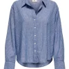 Jdy Mila L/S Loose linen shirt, blå/stripete