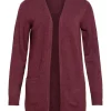 Vila Viril open L/S knit cardigan, burgunder