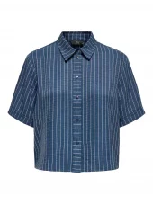 JDY Power s/s Short Shirt, blå