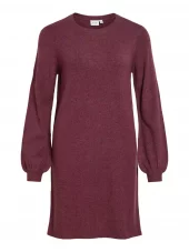 Vila Viril l/s Volume Sleeve Knit Dress, burgunder
