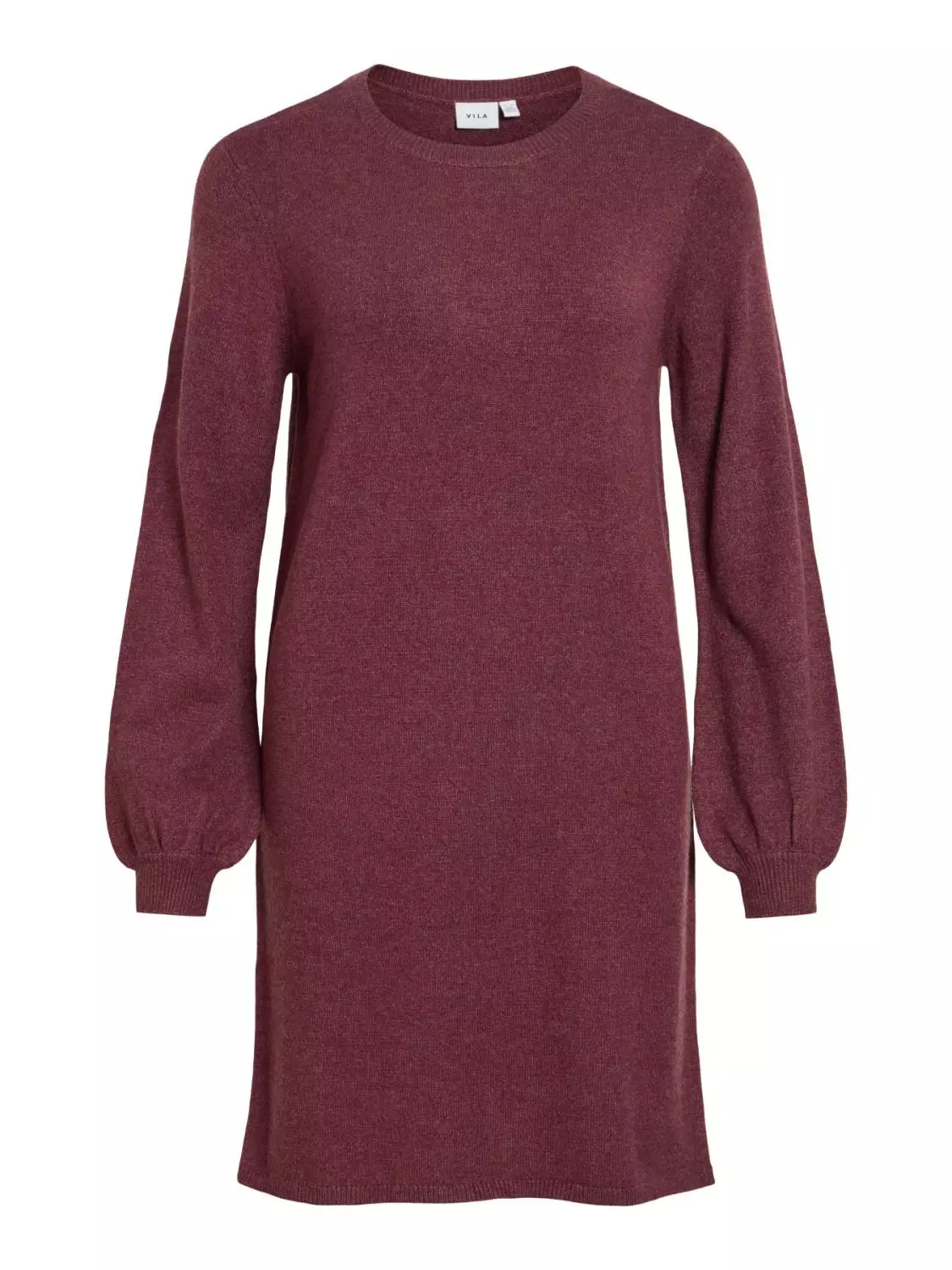 Vila Viril l/s Volume Sleeve Knit Dress, burgunder