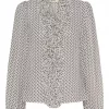 Isay Vibse Ruffle Blouse, sort/hvit
