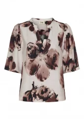 Isay Naomi s/s Blouse, brunmønstret