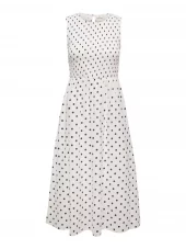JDY DIego s/l Smock Midi Dress, hvit m/prikker