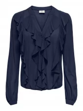 JDY Usp l/s Frill Top, marineblå