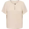 JDY Divya Life s/s Button Top, beige