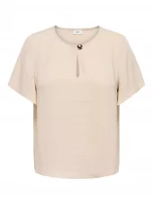 JDY Divya Life s/s Button Top, beige