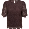 JDY Gilda s/s Lace Top, brun