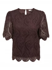 JDY Gilda s/s Lace Top, brun