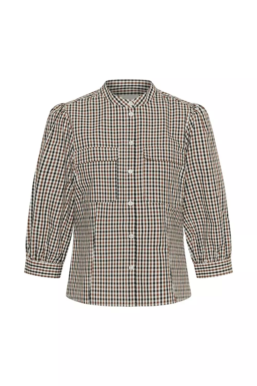 Part Two Chinette Shirt, rutete skjorte, brun