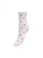 JDY Smile Rib Socks, hvit m/hjerter
