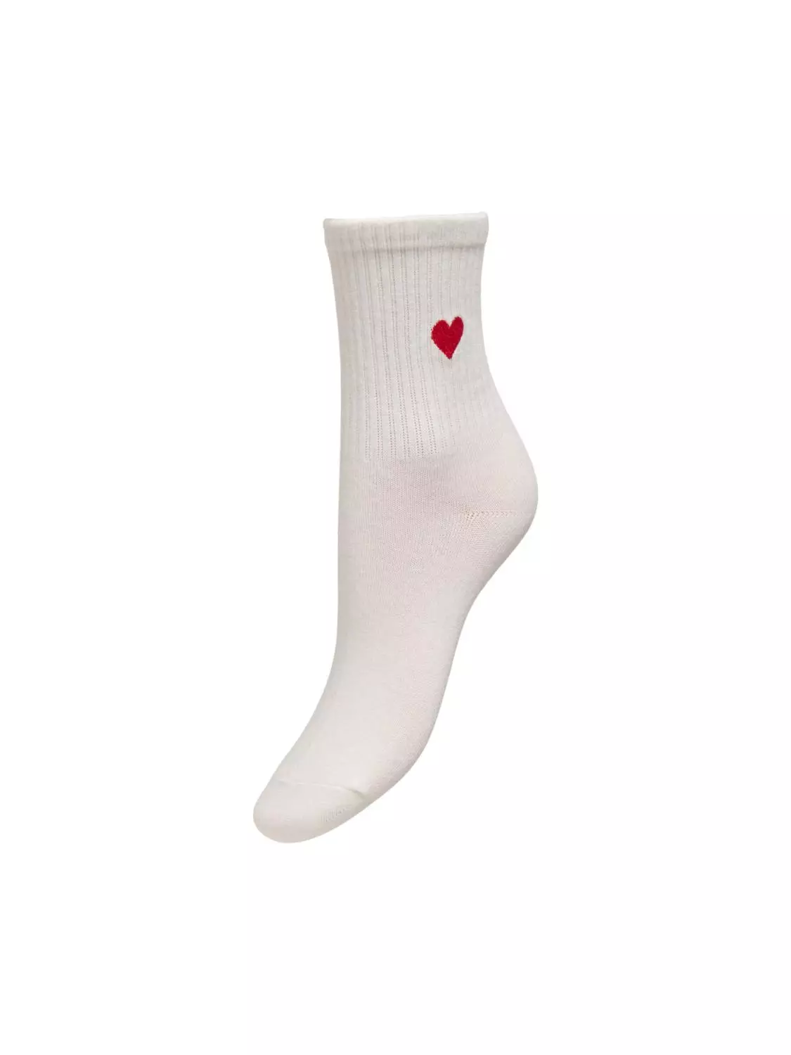 JDY Calm Embrodery Socks, hvit m/hjerte