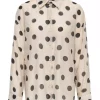 JDY Fay L/S Shirt, beige/sort dots