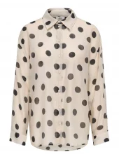 JDY Fay L/S Shirt, beige/sort dots