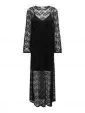 JDY Silvia L/S Lace maxi Dress, blondekjole sort