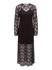 JDY Silvia L/S Lace Maxi Dress, blondekjole brun