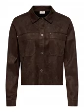 JDY Jullie L/S fake suede shirt, brun