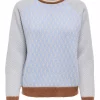 JDY Bryn Life L/S o-neck jacq pullover, lys blå