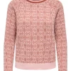 JDY Brun Life l/s Long Jaacq Pullover, rosa