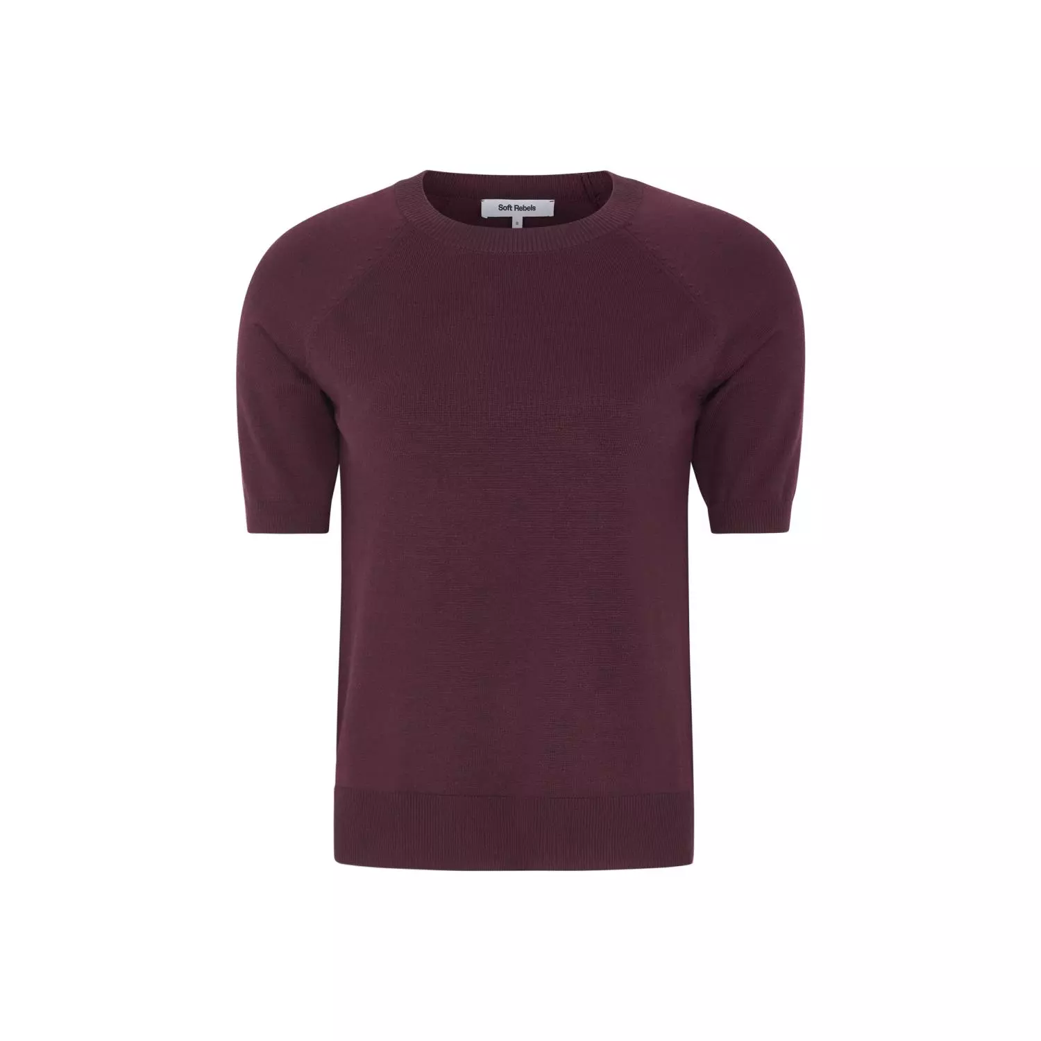 Soft Rebels Marls s/s O.neck knit, burgunder
