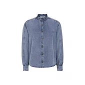 Soft Rebels Keira Cropped Shirt, denimblå