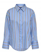 JDY Serena L/S Shirt blå/brun stripete