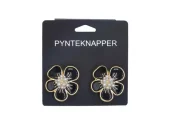 Intex Scandia Skjorteknapp m/blomst og perle, sort